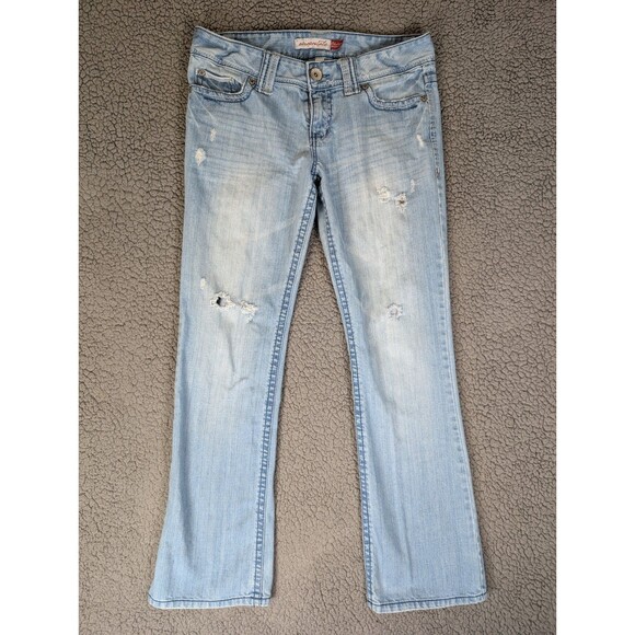Aeropostale Jeans Women's 7/8 30" Waist Blue Denim Chelsea Bootcut Low Rise Y2K - Picture 1 of 9